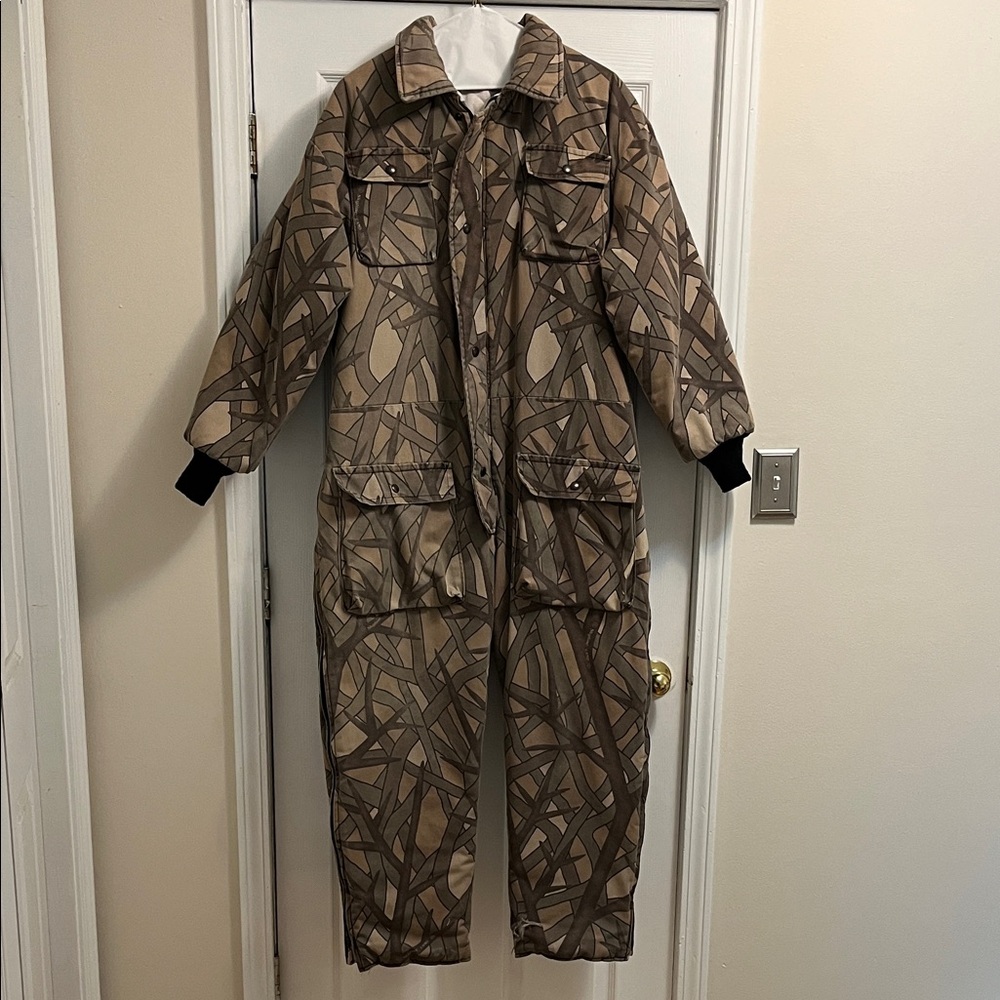 Skyline 1987 Camo Reversible Insulated Zip Coverall Hunting Woods Snow L/XL